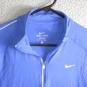 NIKE DRI-FIT WOMEN'S L/S REFLECTIVE RUNNING SHIRT BLUE MEDIUM POLYESTER